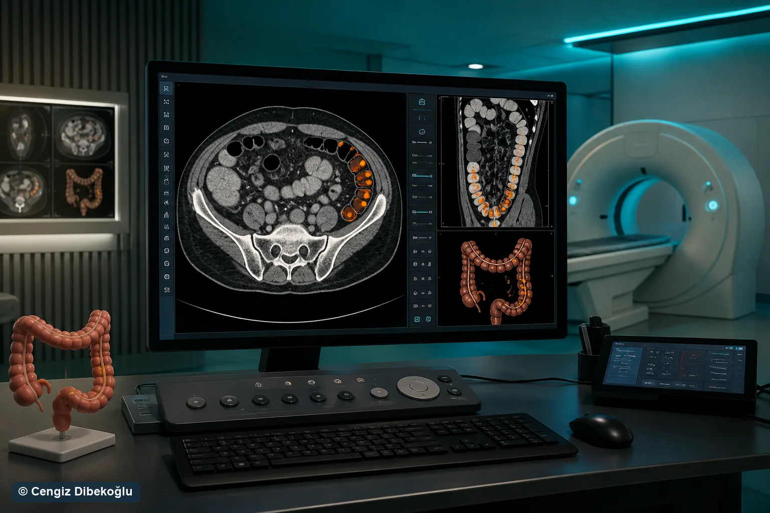 3D diagram: diverticulitis diagnosis