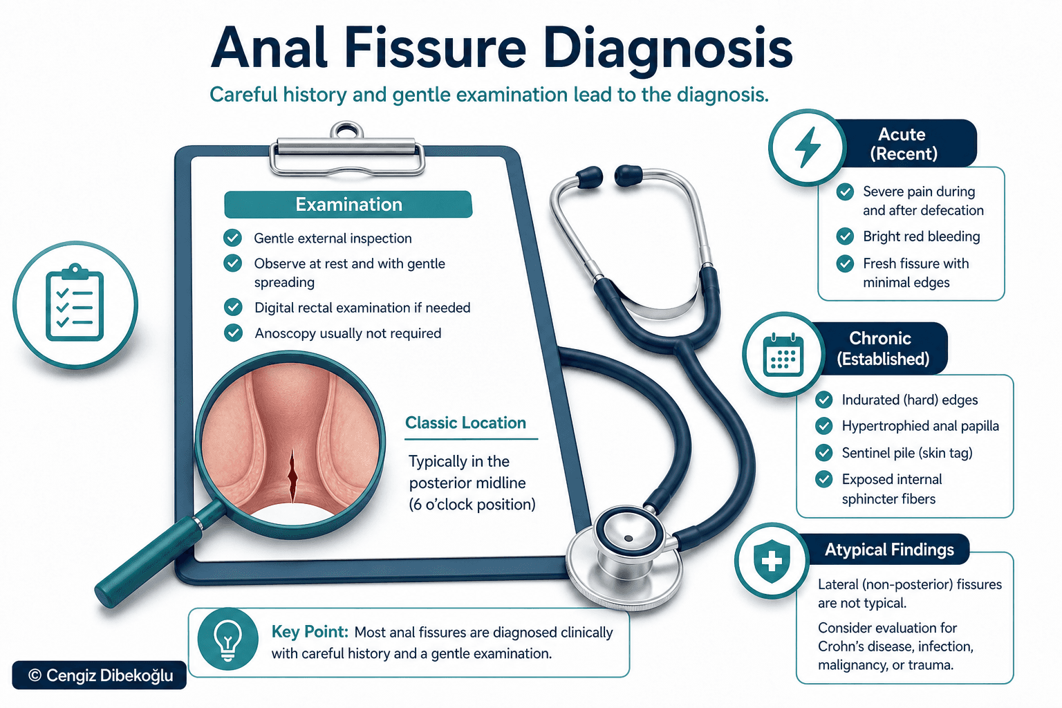 Anal fissure diagnosis — educational figure