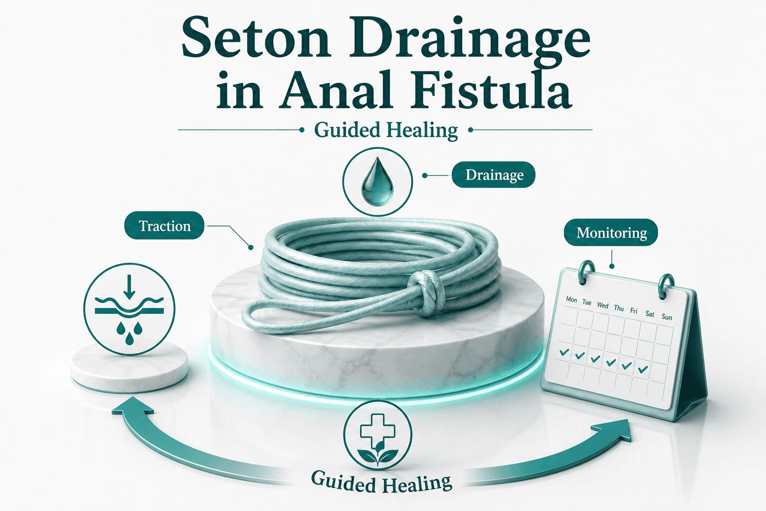 Seton drainage for anal fistula — educational figure