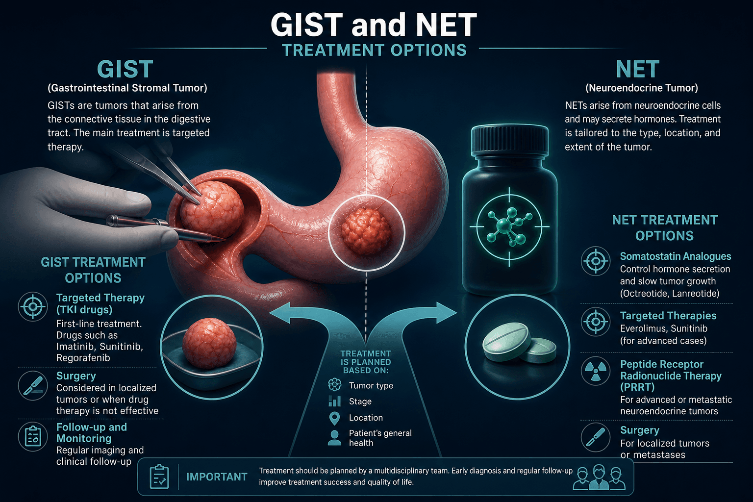 GIST & NET treatment — educational figure