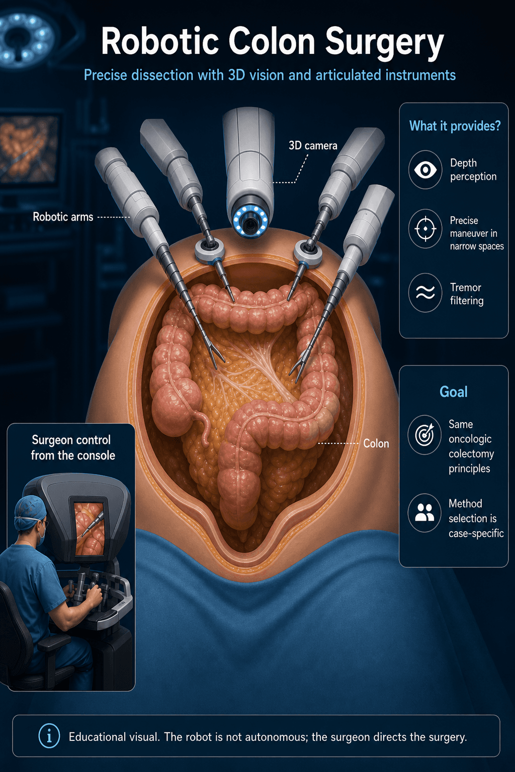Robotic colectomy — English educational figure