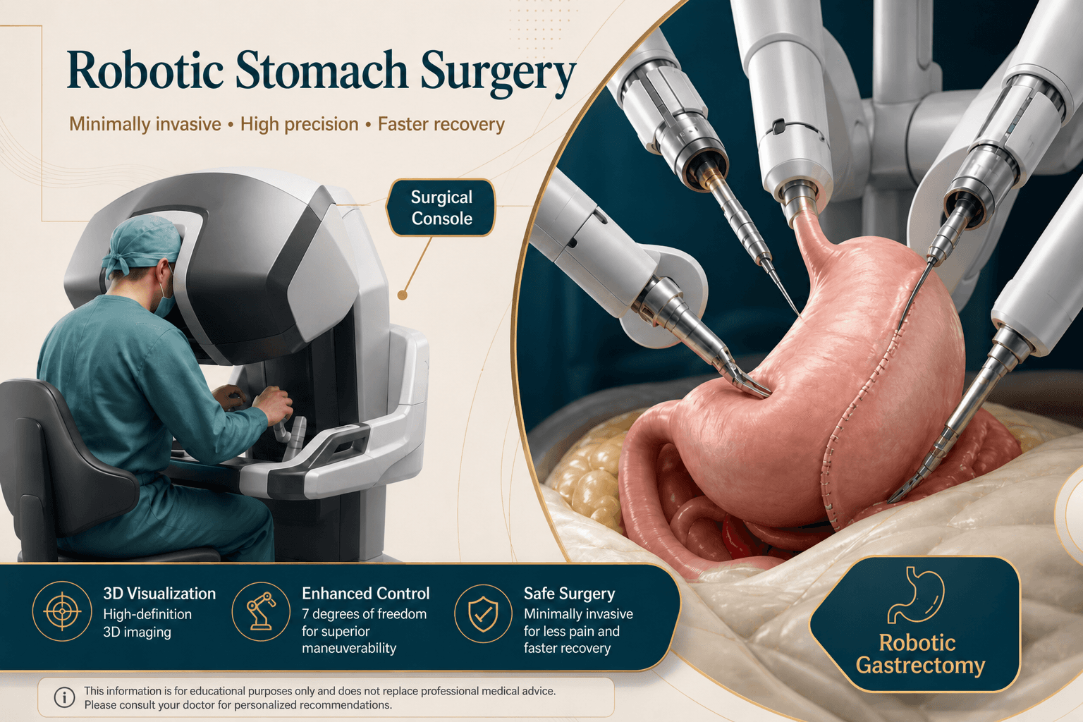 Robotic gastric cancer surgery — educational figure