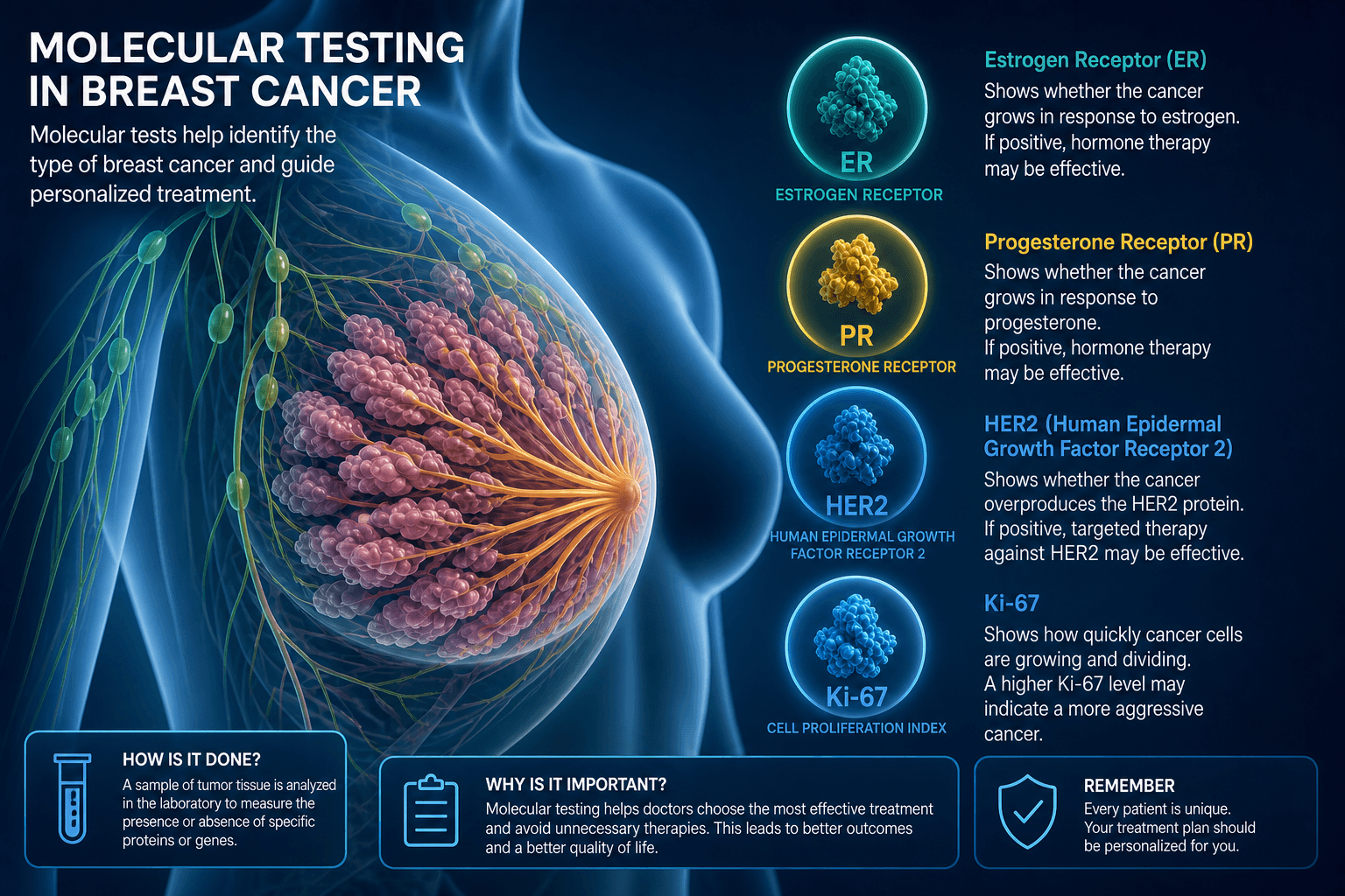Molecular testing in breast cancer — educational figure
