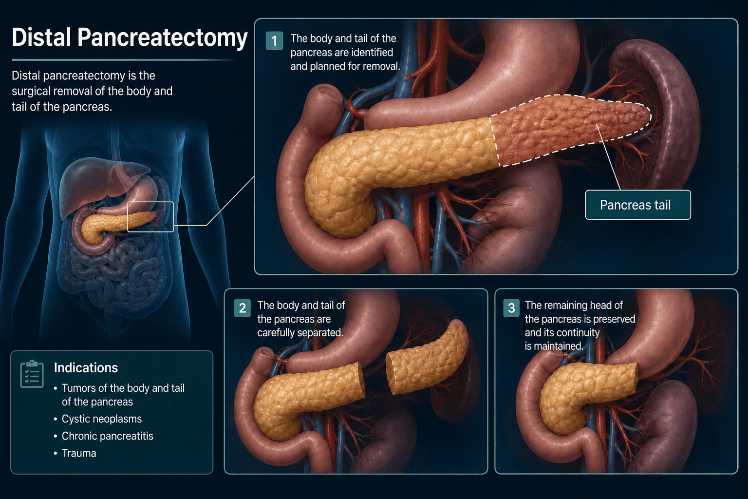 Distal pancreatectomy — educational figure
