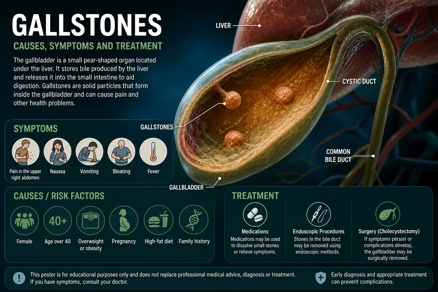 Gallbladder polyps anatomy — English educational figure