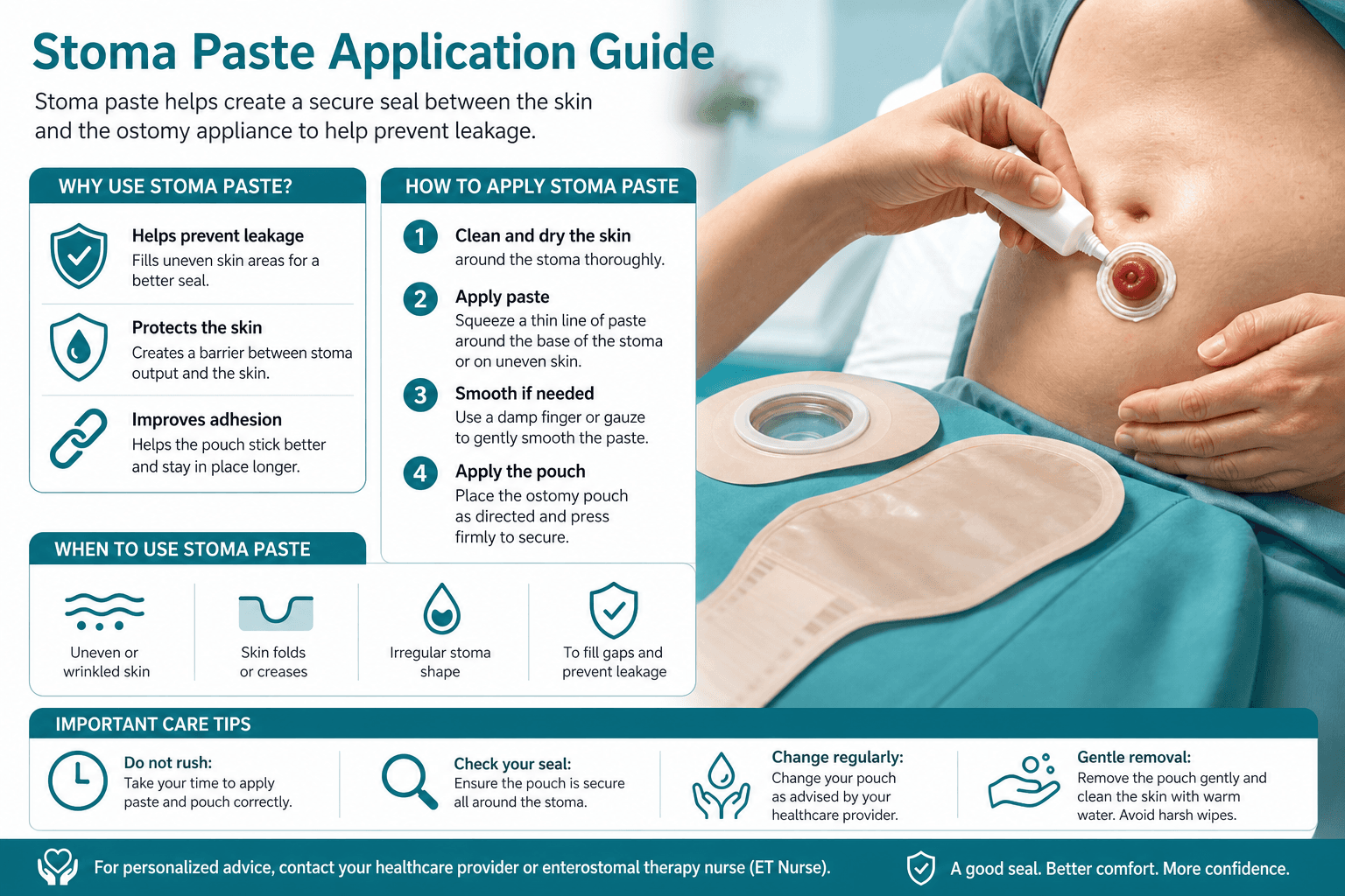 Ostomy bag care — educational figure