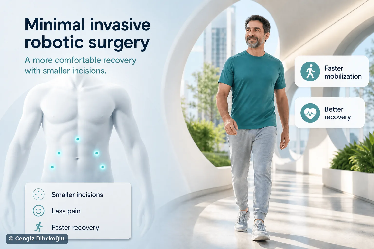 3D diagram: Recovery — recovery after robotic surgery