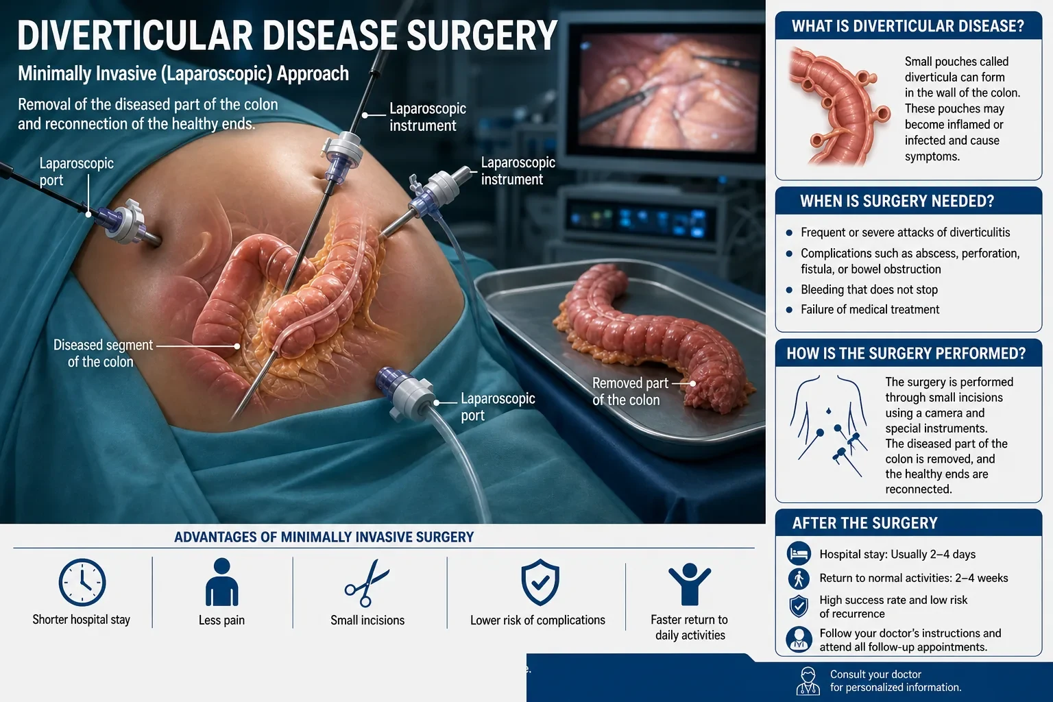 3D diagram: Surgery — surgery for diverticular disease