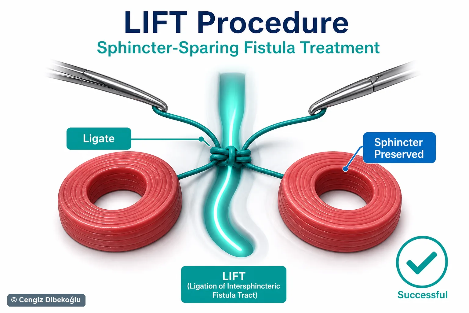 3D diagram: LIFT — lift procedure for anal fistula