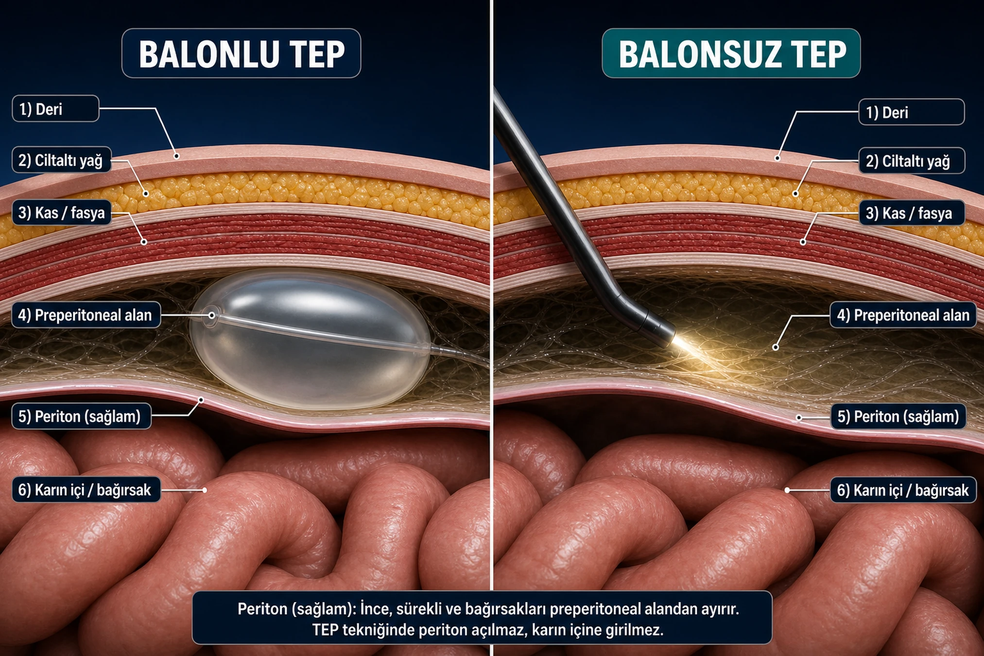 3D diagram: balloon vs balloonless TEP comparison