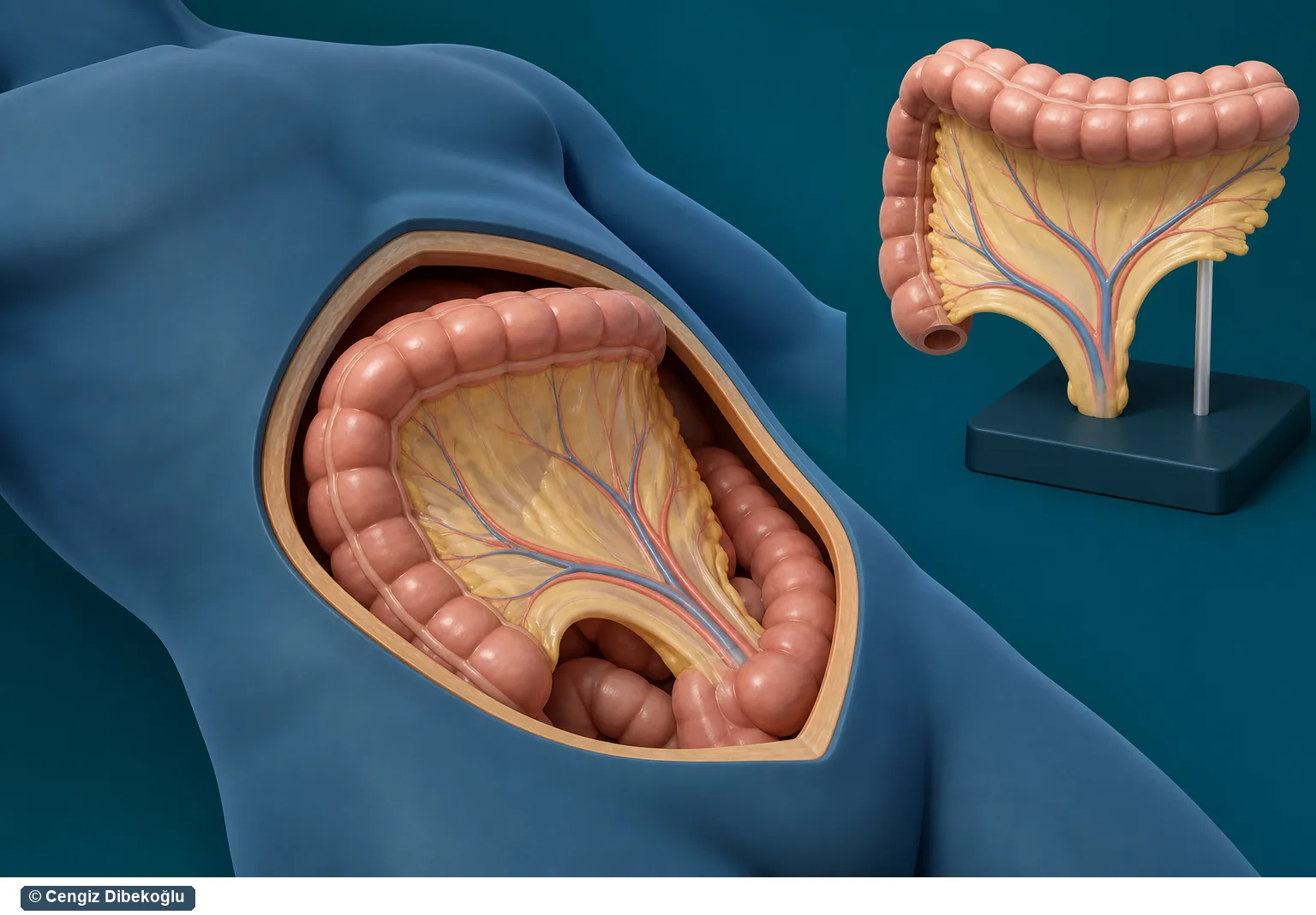 3D eğitim şeması: açık kolon cerrahisi
