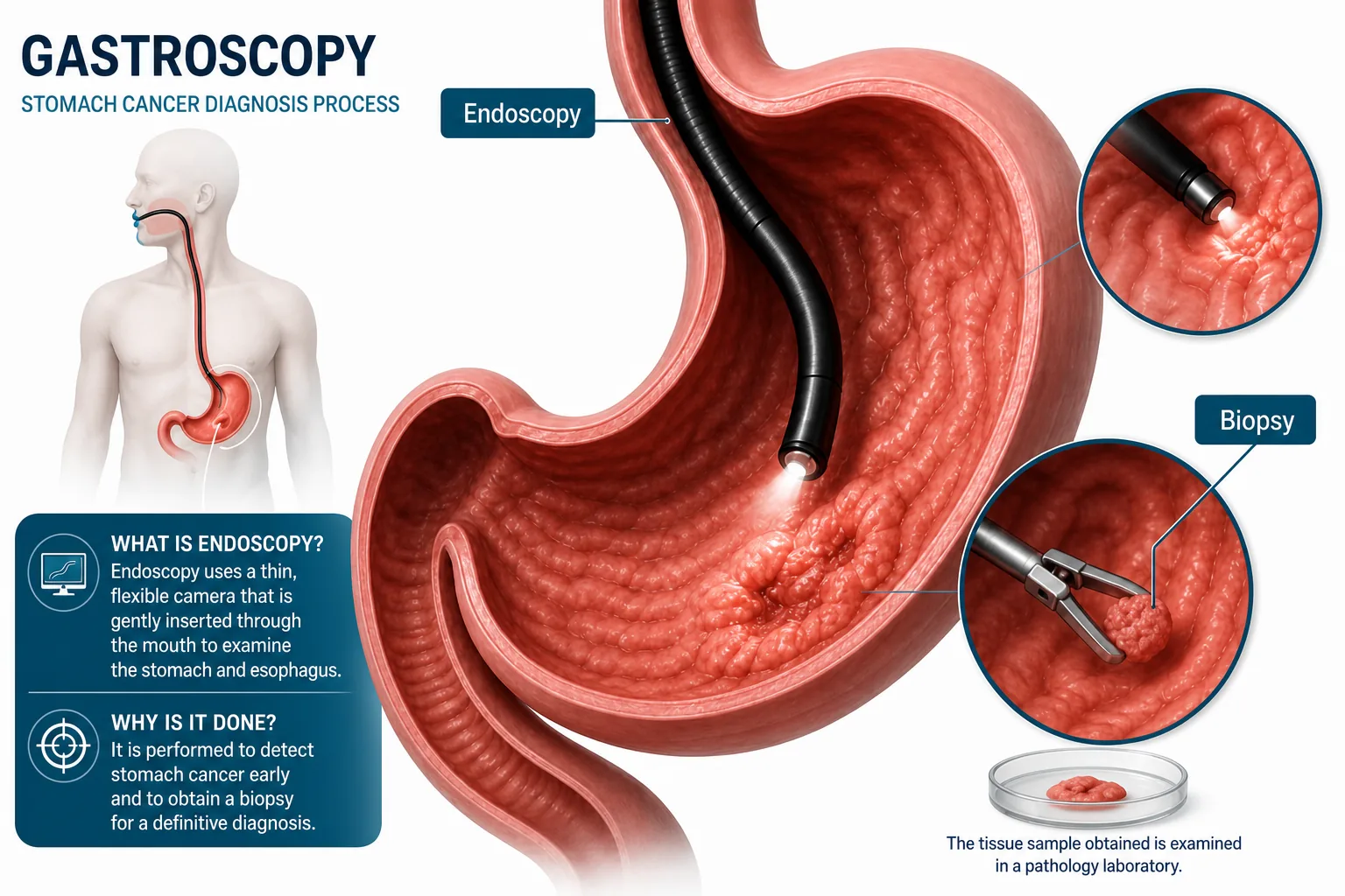 3D diagram: Diagnosis — gastric cancer diagnosis