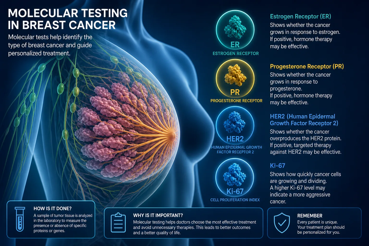 3D diagram: Breast — molecular testing in breast cancer