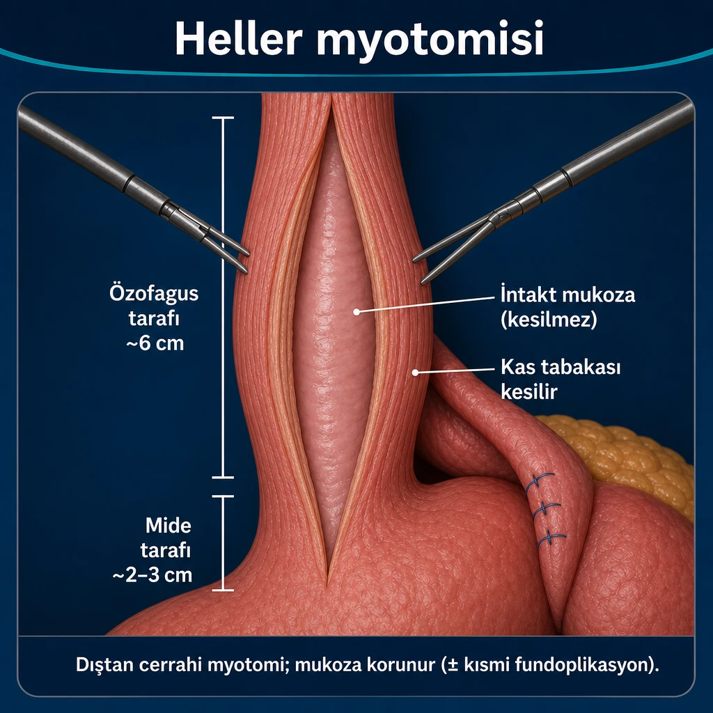 3D şema: akalazya — Heller myotomisi
