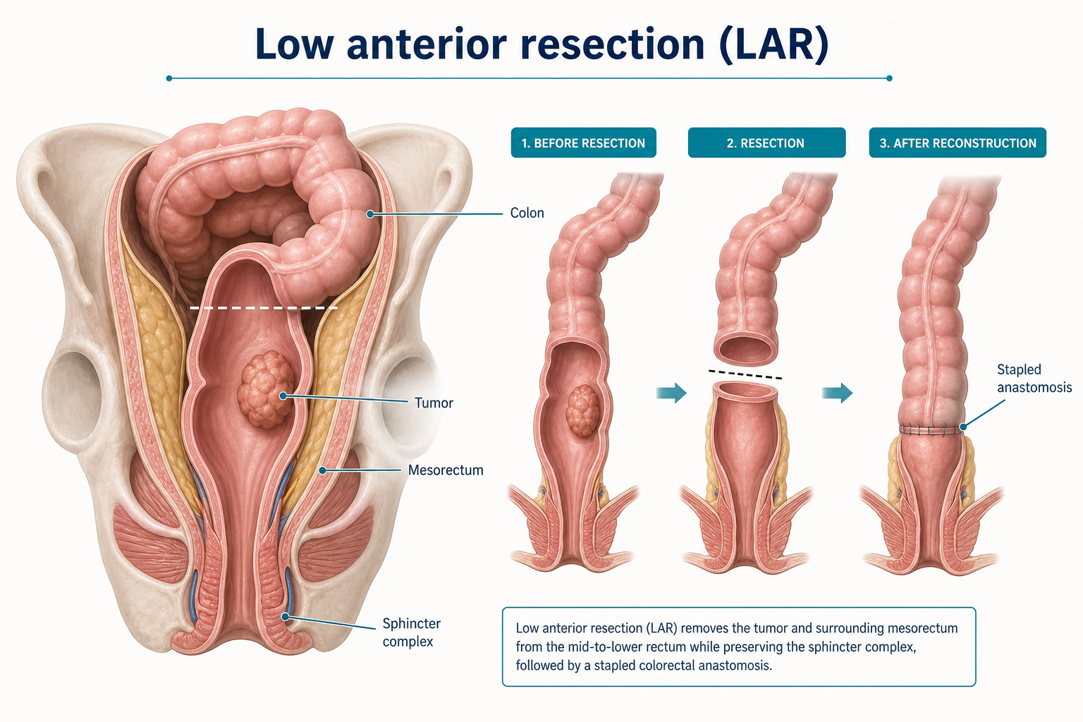 3D diagram: bowel function after low anterior resection