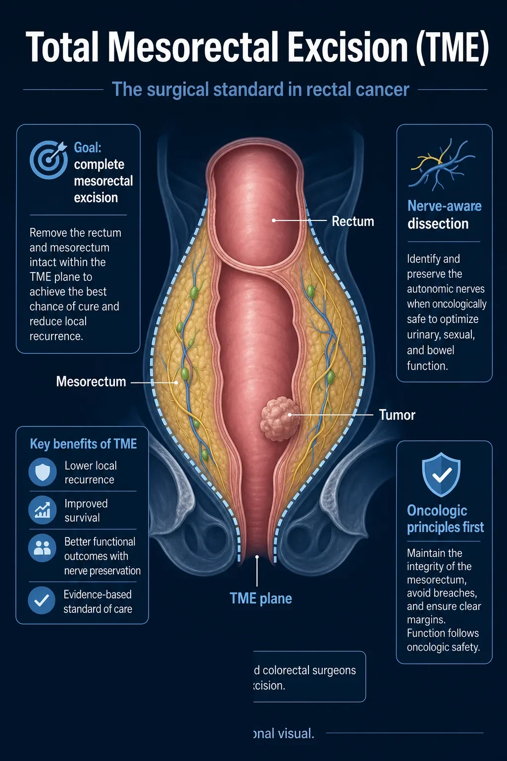 3D diagram: pelvic rectal field and TME